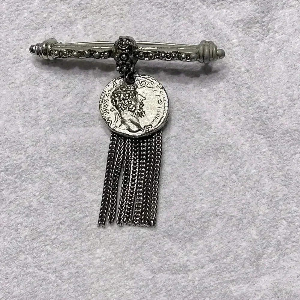 Vintage Roman coin brooch